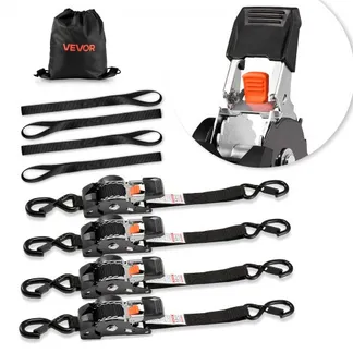 VEVOR Automatik Spanngurte, 25,4×3048 mm, Spanngurte mit S-Haken, 544 kg Bruchlast, 4 weiche Schlaufen, Ratschenmechanismus für Umzüge, Anhänger, Motorräder, Kajaks, Autodächer, 4er-Pack VEVOR Automatik Spanngurte, 25,4×3048 mm, Spanngurte mit S-Haken, 544 kg Bruchlast, 4 weiche Schlaufen, Ratschenmechanismus für Umzüge, Anhänger, Motorräder, Kajaks, Autodächer, 4er-Pack