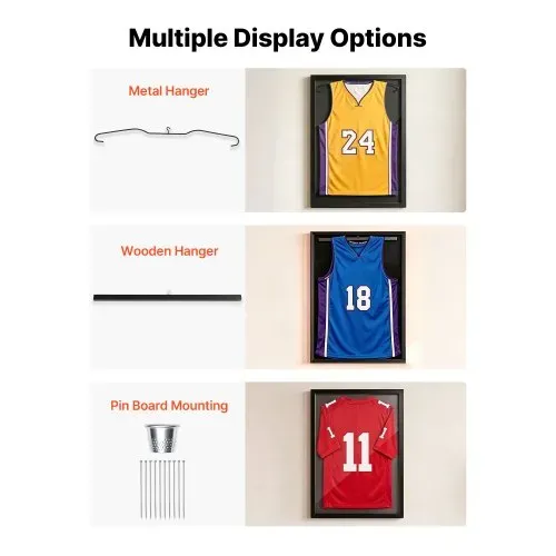 VEVOR Trikotrahmen 70 x 90 cm, Abschließbarer Holz-Trikot-Bilderrahmen mit PC-Platte & 98 % UV-Schutz, Objektrahmen mit Aufhänger & 2 Schlüsseln für Baseball-, Basketball-, Football- und Hockeytrikots – Bild 2