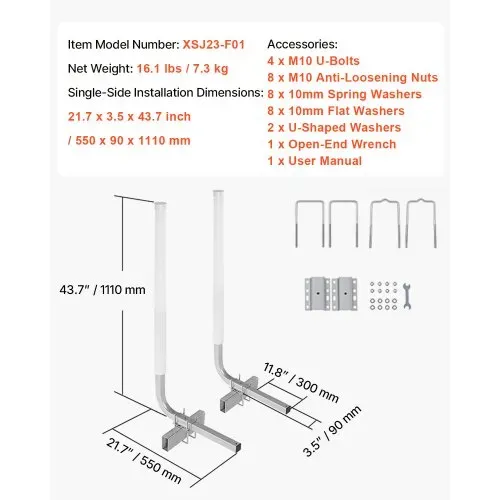 VEVOR L-Form 1,1 m Anhängerpfahl Bootsanhänger Anleitung Kurbelstütze Bootsführung, 30 cm Einstellbare Breite Boat Trailer Guide-on, Ersatzteile und Zubehör für Skiboot Fischerboot Segelbootanhänger – Bild 6