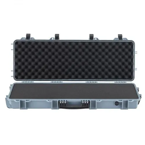 VEVOR Waffenkoffer mit Hartschale für Langwaffen, abschließbarer Gewehrkoffer mit vorgeschnittenen Schaumstoffen, Langwaffenkoffer Waffenaufbewahrung rollbar IP67 wasserfest, 108,9 x 39,2 x 15,5 cm Grau – Bild 8