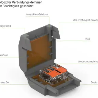 Wago Gelbox Serie 221, 2×73 max. 4mm²-Klemmen Größe 2 (4Stück) IP68 Wago Gelbox Serie 221, 2×73 max. 4mm²-Klemmen Größe 2 (4Stück) IP68