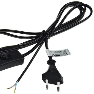 Netzkabel mit Schnurschalter blanke Enden, 2m lang, schwarz Netzkabel mit Schnurschalter blanke Enden, 2m lang, schwarz