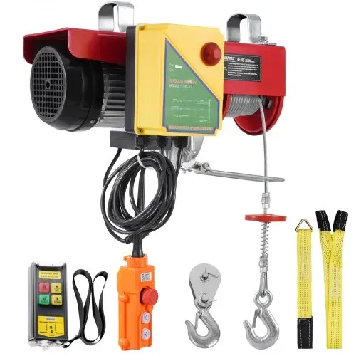 VEVOR Elektrische Seilwinde, 1000 kg, Motorwinde mit 100 m kabelloser und 4,2 m kabelgebundener Fernbedienung, 12 m Hubhöhe mit Einzelkabel, Einzel-/Doppelschlingen, Hebezeug für Garage, Lager, Fabrik – Bild 8