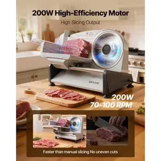 VEVOR Allesschneider Fleischschneider 200 W elektrische Aufschnittmaschine mit 19 cm Klinge, Fleischschneidemaschine mit 0–15 mm einstellbarer Dicke, für gefrorenes Fleisch Schinken Prime Steak VEVOR Allesschneider Fleischschneider 200 W elektrische Aufschnittmaschine mit 19 cm Klinge, Fleischschneidemaschine mit 0–15 mm einstellbarer Dicke, für gefrorenes Fleisch Schinken Prime Steak