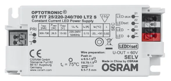 Osram Netzteil – CC Driver 300~700mA, 15~50V Osram Netzteil – CC Driver 300~700mA, 15~50V