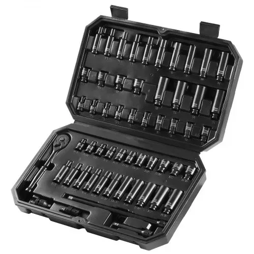 VEVOR Schlagsteckschlüsselsatz 6,35 mm, 55-teiliger tiefer und flacher Steckschlüsselsatz SAE 5/32-9/16 Zoll und metrisch 4-15 mm, für Autoreparaturen, leicht lesbare Größenmarkierungen – Bild 8