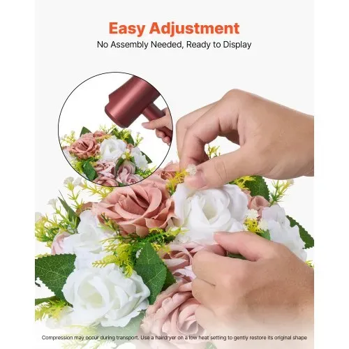 VEVOR Kunstblumen, 10 Stück, 240x240x120 mm, künstliche Blumenkugeln, Kunstrosen-Arrangements für Hochzeitsmittelstücke, Heimdekoration, Tischdekoration, Partys, Feiern, rosa & weiße Rosen – Bild 4