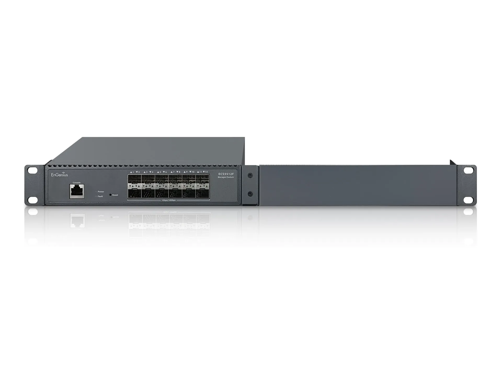 EnGenius Switch Managed Layer2+ 12-Port • 12x SFP+ • 9,5″ • Half-Rack Aggregation • ECS5512F • EnGenius Cloud EnGenius Switch Managed Layer2+ 12-Port • 12x SFP+ • 9,5″ • Half-Rack Aggregation • ECS5512F • EnGenius Cloud