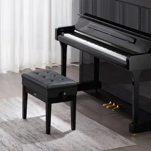 VEVOR Klavierbank, 56x34x49 cm, Pianobank, Keyboard-Klavierstuhl, 49-58 cm höhenverstellbar, gepolstertes Kissen, Ablagefach für Notenbücher, Klavierhockersitz aus Holz, für Schminktisch, Wohnzimmer – Bild 7