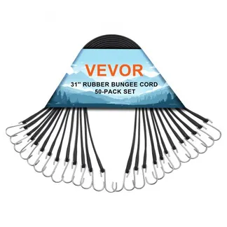 VEVOR 50-teiliges flaches Spannseil, 19,8 mm robuste Spanngurte mit S-Haken aus Stahl, 78,7 cm langes elastisches Spannseil für Fracht, Planen, LKWs und Zelte, schwarz VEVOR 50-teiliges flaches Spannseil, 19,8 mm robuste Spanngurte mit S-Haken aus Stahl, 78,7 cm langes elastisches Spannseil für Fracht, Planen, LKWs und Zelte, schwarz
