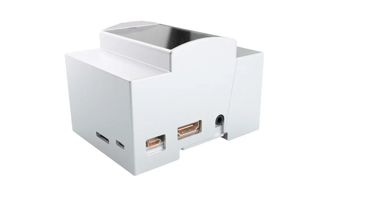 Raspberry Pi 4 Zubehör - Gehäuse Hutschiene / DIN Rail mit Fenster grau für Pi 4B – Bild 2