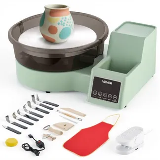VEVOR Töpferscheibe Elektrisch 450 W, Töpferdrehmaschine 28 cm Drehteller (Aluminium), Töpfermaschine mit Fußpedal & 30–300 U/min Einstellbarer Drehzahl & PP-Gehäuse, für Anfänger DIY-Tonkunst, Grün VEVOR Töpferscheibe Elektrisch 450 W, Töpferdrehmaschine 28 cm Drehteller (Aluminium), Töpfermaschine mit Fußpedal & 30–300 U/min Einstellbarer Drehzahl & PP-Gehäuse, für Anfänger DIY-Tonkunst, Grün