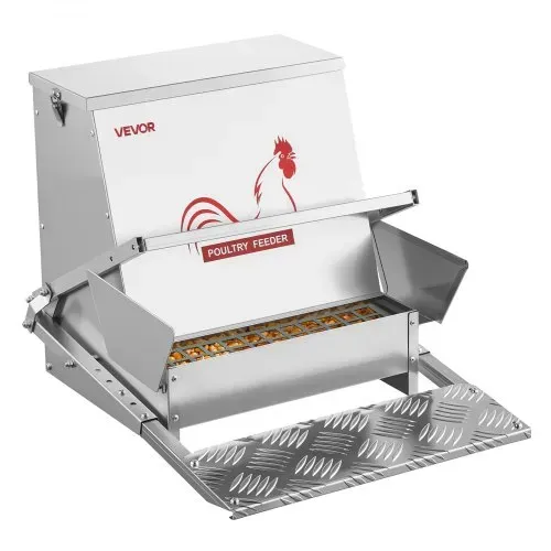 VEVOR Futterautomat Hühner, 18,14 kg Geflügelfutterspender, regensicherer Tretfutterautomat mit abschließbarem Deckel, verlustfrei, , Hühnerzubehör für Zwerghühner, Geflügel & Fasane – Bild 8