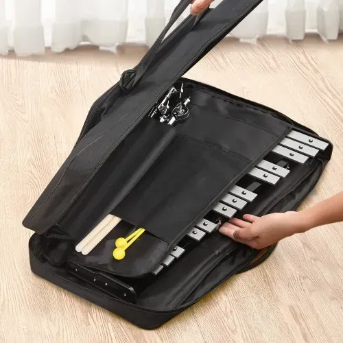 VEVOR Glockenspiel-Xylophon-Set mit 32 Noten, professionelles Schlaginstrumenten-Set mit Schlägeln, Trommelstöcken, Notenständer, 20,3 cm Übungspad, verstellbarem Ständer und Tragetasche – Bild 7