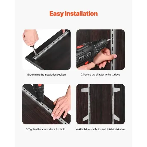 VEVOR Regalpilaster, 990 mm, 10er-Pack, aufrechtes Wandregalsystem, robustes Stützsystem mit Einzelschlitz-Regalschienen, 40 Schrauben, geeignet für die Organisation von Schränken, silber – Bild 5