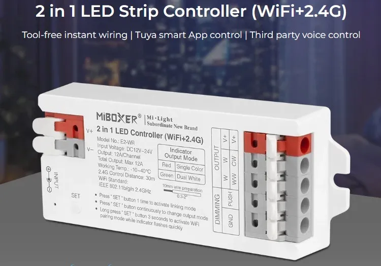 MiBoxer E2-WR LED Controller 2in1 Single colour/CCT(dual white) WLAN+2,4G MiBoxer E2-WR LED Controller 2in1 Single colour/CCT(dual white) WLAN+2,4G