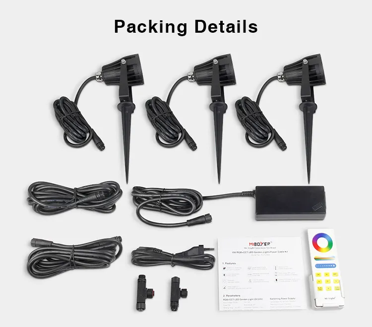 MiBoxer FUTC08A LED Garten Lampe 6W RGB-WW (RGB-CCT) Set mit 3 Stück IP65 DC24V – Bild 4