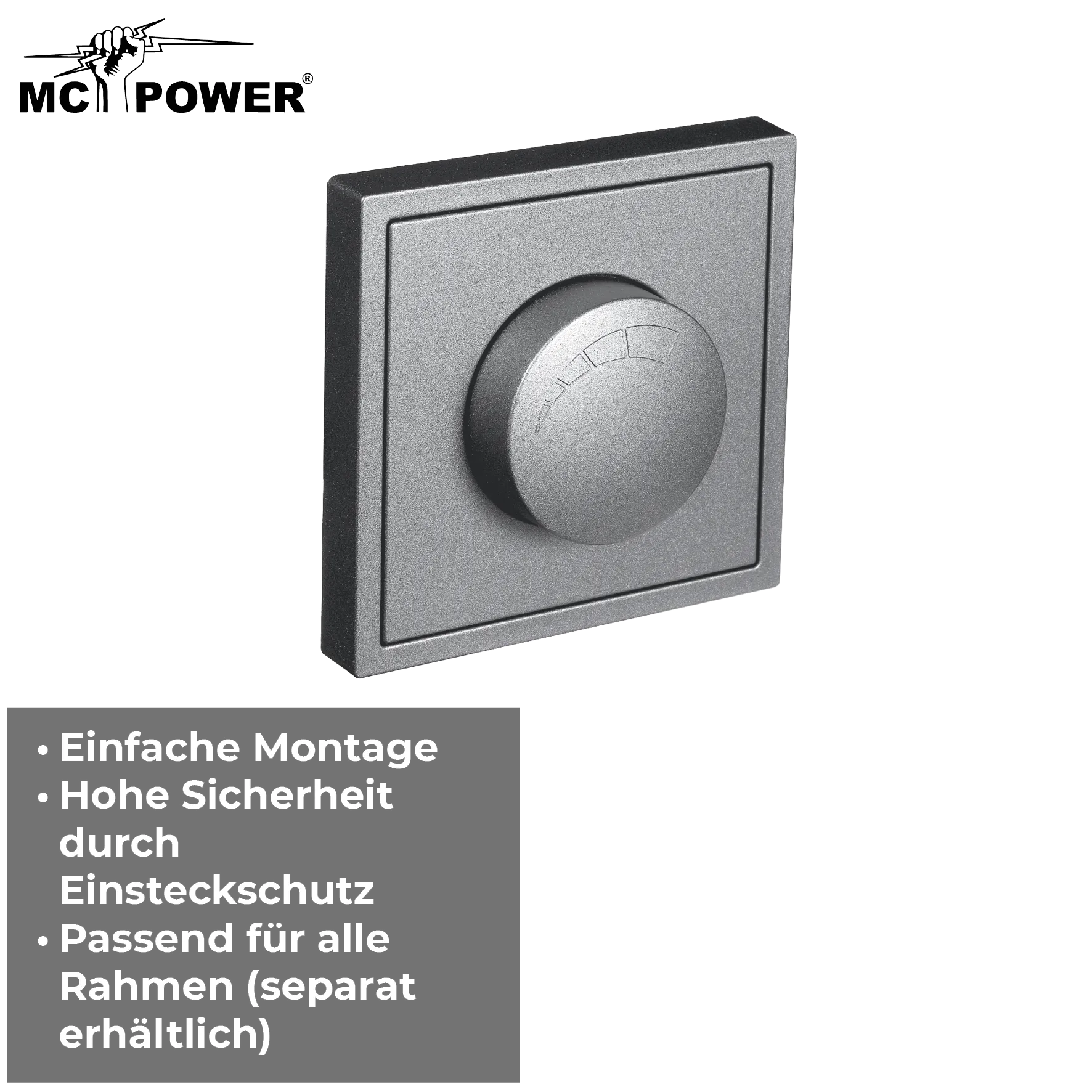 LED-Dimmer für elektronische Trafos McPower ''Shallow'' 250V~/300W, anthrazit – Bild 4