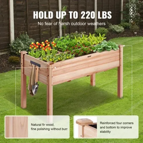 VEVOR Hochbeet Holz Pflanzkübel mit Ablage Blumenkasten 100kg Tragfähigkeit Garten Pflanzkasten Terrassen Gemüsebeet Gartenbeet Pflanzbeet 120x58x76cm ideal für den Anbau von Gemüse Obst Kräutern – Bild 3