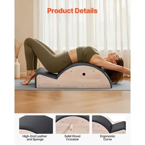 VEVOR Pilates-Wirbelsäulenkorrektur Yoga Zubehör für das Heim-Fitnessstudio, Fitness-Trainingsgerät aus Gummibaumholz, gekrümmtes Fitness-Körpertrainingsgerät, für Wirbelsäulenübungen Gleichgewicht – Bild 2