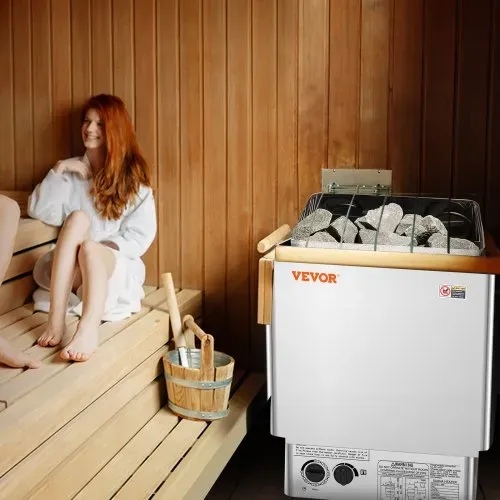 VEVOR Elektrischer Saunaofen, 8 kW, 400 V, 3N tragbare Saunaheizung für drinnen & draußen mit 3-Stunden-Timer, integrierte Steuerung für 8–12 m³, kommerzielle Hotel-Spa-Dusche, Edelstahl 430 – Bild 7