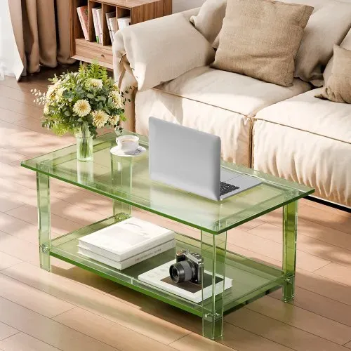 VEVOR Couchtisch Sofatsich aus Acryl, 2-stufiger Beistelltisch mit Ablagefläche, moderner rechteckiger Arcyltisch ideal für Esszimmer Kücheninsel Restaurant Büro, 50 x 80 x 40 cm (Grün) – Bild 7