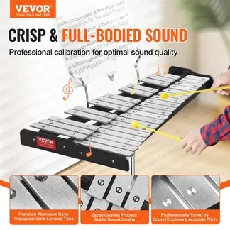 VEVOR Glockenspiel-Xylophon-Set mit 32 Noten, professionelles Schlaginstrumenten-Set mit Schlägeln, Trommelstöcken, Notenständer, 20,3 cm Übungspad, verstellbarem Ständer und Tragetasche VEVOR Glockenspiel-Xylophon-Set mit 32 Noten, professionelles Schlaginstrumenten-Set mit Schlägeln, Trommelstöcken, Notenständer, 20,3 cm Übungspad, verstellbarem Ständer und Tragetasche