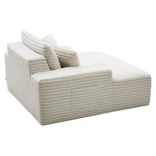 VEVOR Chaiselongue Relaxliege 138cm, gepolstertes Schlafsofa mit Dekokissen & Armlehnen, Schlafcouch mit tiefer Sitzfläche für Wohnzimmer Schlafzimmer, Loungesessel aus hochelastischem Schwamm Beige – Bild 9