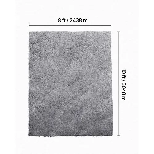 VEVOR Hochflor Teppich 3048x2438 mm, flauschiger Wohnzimmerteppich mit dreilagigem Material, 35 mm Florhöhe, für Wohnzimmer, Schlafzimmer, Loungebereich, fusselfrei und mit weich, grau – Bild 2