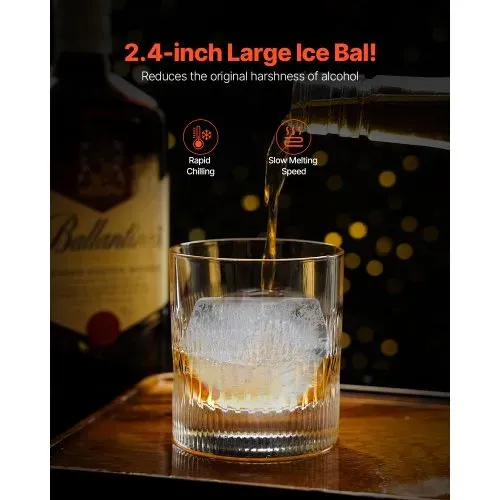 VEVOR Eispresse Eiskugelformer Set 65 mm Eiskugel Eisblockform aus Luftfahrt-Aluminium mit Zange & Abtropfschale, Diamond Eisballmaker für Whisky Cocktail Bourbon Scotch auf Partys & im Urlaub – Bild 3