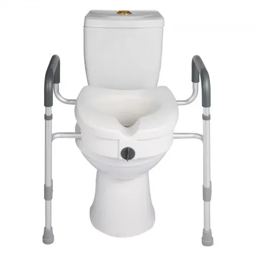 VEVOR Toilettensitzerhöhung Toilettenerhöhung mit Armlehnen & 159 kg Tragkraft & 127 mm Hubhöhe & Aluminiumrahmen, erhöhter Toilettensitz für ältere Menschen Senioren Behinderte Erwachsene – Bild 9