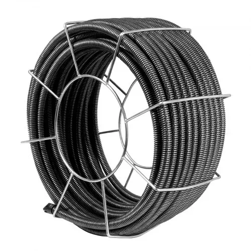 VEVOR Rohrreinigungsspirale 30 m x 19 mm, Rohrreinigungsspirale aus Stahl und 4 Schneidern für Rohre von 100 bis 200 mm, Rohrreinigungsspirale mit innerem Kern für Spüle, Bodenablauf, Toilette – Bild 7