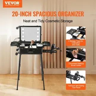 VEVOR Kosmetikkoffer 1030 x 510 x 1360 mm Schminktasche ABS + MDF-Platte + Aluminiumrahmen Schminkkoffer Make-Up Koffer Ideal für Friseur-, Make-up-Studios, Hochzeits- oder Event-Make-up VEVOR Kosmetikkoffer 1030 x 510 x 1360 mm Schminktasche ABS + MDF-Platte + Aluminiumrahmen Schminkkoffer Make-Up Koffer Ideal für Friseur-, Make-up-Studios, Hochzeits- oder Event-Make-up