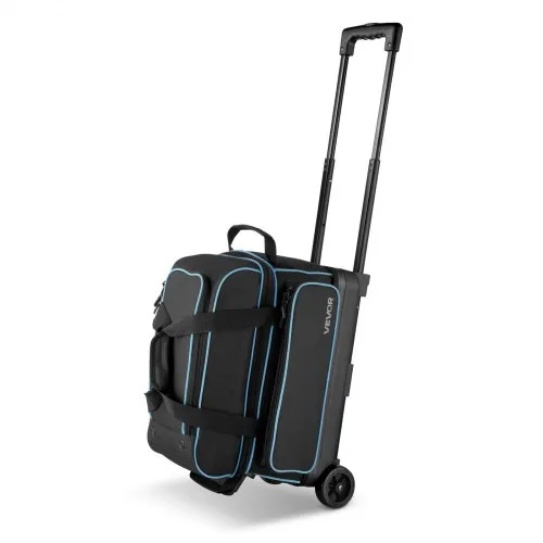 VEVOR Bowlingballtasche für 3 Bälle mit Doppelrollen & separatem Fach für Schuhe (bis US-Größe 16) & übergroßer Zubehörtasche, einziehbarer Griff lässt sich auf 105 cm ausziehen Schwarz + Blau VEVOR Bowlingballtasche für 3 Bälle mit Doppelrollen & separatem Fach für Schuhe (bis US-Größe 16) & übergroßer Zubehörtasche, einziehbarer Griff lässt sich auf 105 cm ausziehen Schwarz + Blau