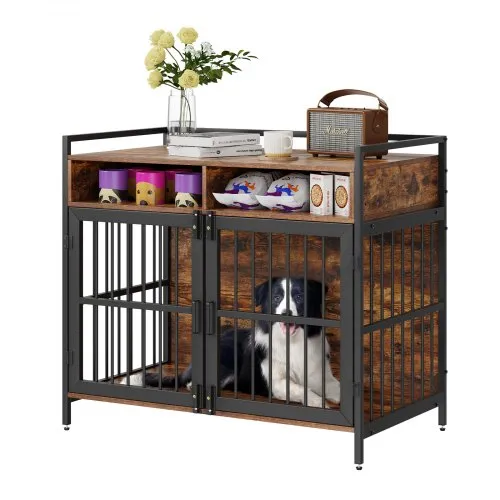 VEVOR Hundekäfig 1041x599x919mm Hundebox aus Karbonstahl-Rahmen und P2 Spanplatte Vintage Beistelltisch Drahtkäfig Haustierkäfig mit Doppeltür-Design Hundebox im Möbelstil Hundegitterbox VEVOR Hundekäfig 1041x599x919mm Hundebox aus Karbonstahl-Rahmen und P2 Spanplatte Vintage Beistelltisch Drahtkäfig Haustierkäfig mit Doppeltür-Design Hundebox im Möbelstil Hundegitterbox