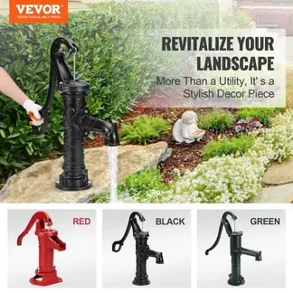 VEVOR Schwengelpumpe Gusseisen 40x15x68cm Handschwengelpumpe mit Wasserauslass(ØxL)6,5x22cm Handpumpe 16cm Basisdurchmesser Gartenpumpe Schwarz ideal als Dekoration für Familienteiche Höfe Gärten VEVOR Schwengelpumpe Gusseisen 40x15x68cm Handschwengelpumpe mit Wasserauslass(ØxL)6,5x22cm Handpumpe 16cm Basisdurchmesser Gartenpumpe Schwarz ideal als Dekoration für Familienteiche Höfe Gärten