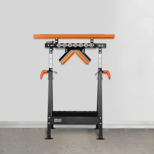 VEVOR 4-in-1-Rollenständer 200 kg, Rollenbock 84–127 cm höhenverstellbar, Arbeitsbock mit Zahnstange & poliertem, multidirektionalem Rollenkopf, für Tischkreissägen-Auslauf, Verlängerungsstütze – Bild 7