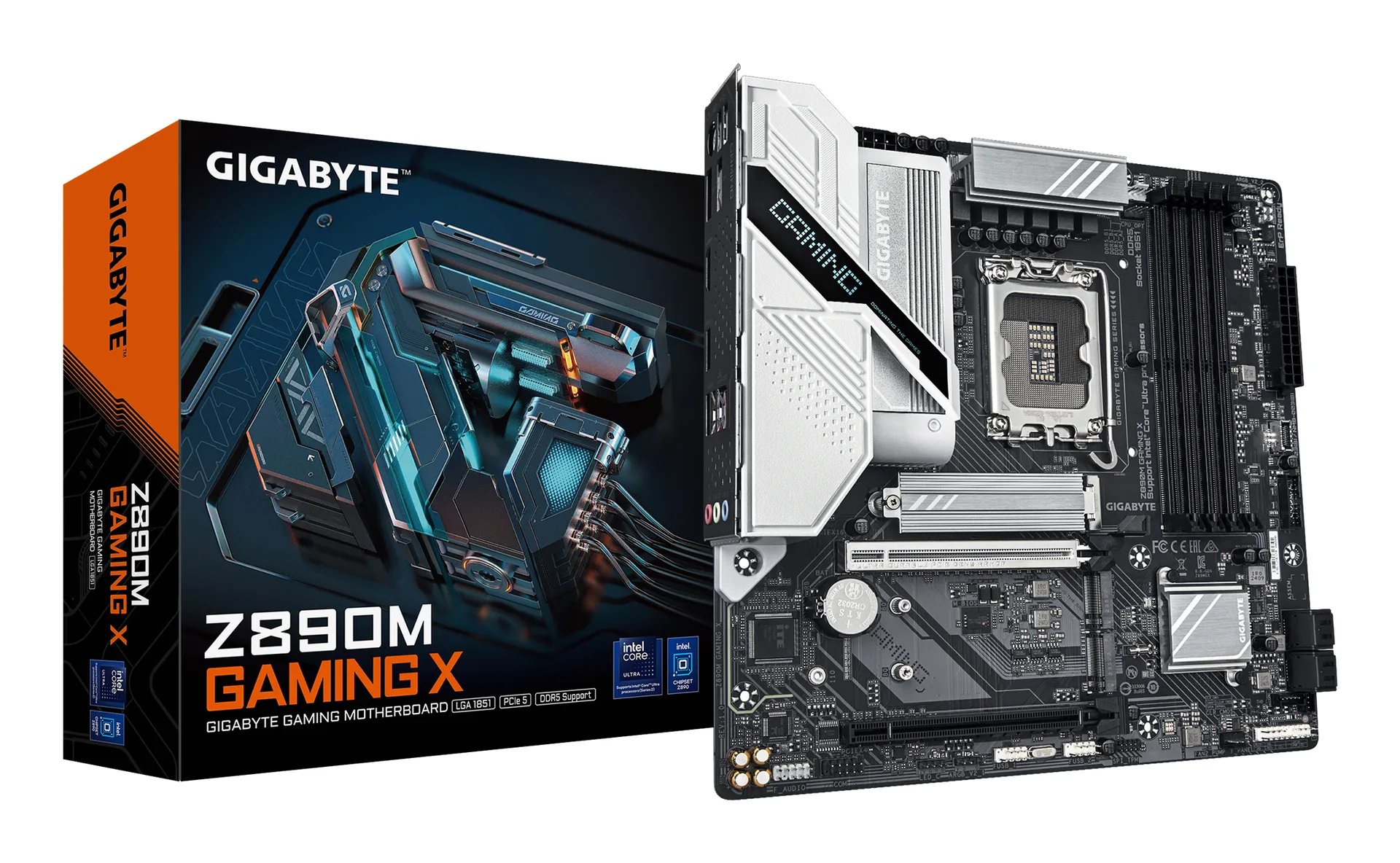 GIGABYTE Z890M GAMING X Mainboard – Unterstützt Intel Core Ultra (Serie 2) CPUs, 8+1+2 Phasen VRM, bis zu 8800MHz DDR5 (OC), 1xPCIe 5.0 + 2xPCIe 4.0, 2.5GbE LAN, USB 3.2 Gen 1 GIGABYTE Z890M GAMING X Mainboard – Unterstützt Intel Core Ultra (Serie 2) CPUs, 8+1+2 Phasen VRM, bis zu 8800MHz DDR5 (OC), 1xPCIe 5.0 + 2xPCIe 4.0, 2.5GbE LAN, USB 3.2 Gen 1