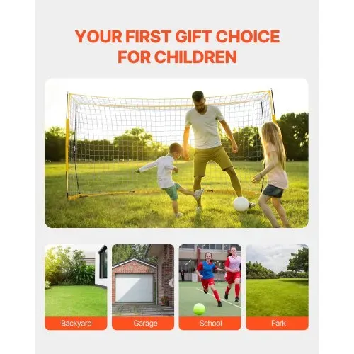 VEVOR Tragbares Fußballtor Soccertor Fußballnetz 3,66 x 1,83 m für den Garten, großes Übungsfußballnetz Trainingstor-Set mit Stahl-Glasfaserstruktur, Allwetter-Fußballtore mit Tragetasche, Gelb – Bild 6