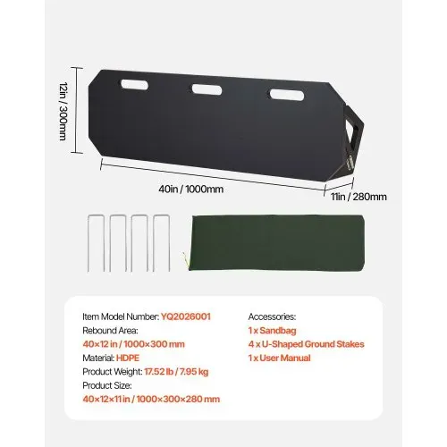 VEVOR Fußball Rebound Board 100 x 30 cm, Prellwand Brett Tragbar mit 3 Verstellbaren Winkeln Bodenanker, Fußballprellwand aus HDPE, Balltrainingsgerät für Pass- und Reaktionsübungen Kickback-Trainer – Bild 6