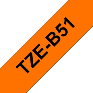 Brother TZE-B51 Etiketten erstellendes Band Schwarz auf leuchtend Orange Brother TZE-B51 Etiketten erstellendes Band Schwarz auf leuchtend Orange