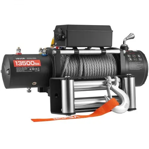 VEVOR Elektrische Seilwinde, 6100 kg, 12 V DC Elektrowinde mit 24 m Seil, kabellose & kabelgebundene Fernbedienung, IP55 Offroadwinde zum Abschleppen von SUV, Jeep, Anhänger, Boot, Geländewagen – Bild 9