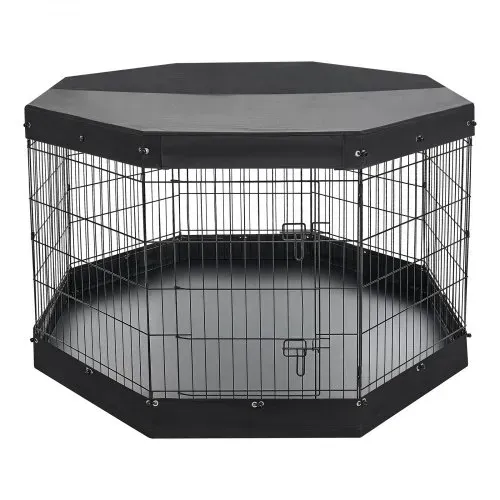VEVOR Welpenauslauf Welpenlaufstall 91 cm 8-tlg. mit Deckel & Bodenmatte, Spielplatz für Große Hunde Katzen & Andere Kleintiere Faltbar Durch die Verschiedenen Formen Vielfältig Einsetzbar – Bild 9