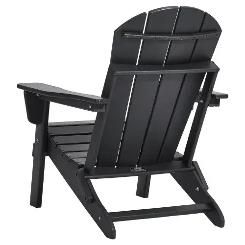 VEVOR Adirondack-Stuhl aus Kunststoff, 2er-Set, wetterfest, tragbar, klappbar, Feuerstellenstuhl, Adirondack-Terrassenstuhl für den Außenbereich mit Getränkehalter, mit entspannender Armlehne, ergonomisch, für Garten, Hinterhof – Schwarz – Bild 9