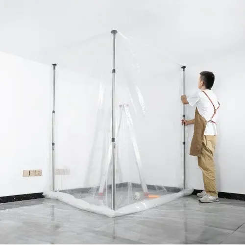 VEVOR Staubschutztür Staubschutzwand 230 x 120 cm, Bautür Staubschutztür Magnetverschluss Zuverlässigste Staubschutz, Baustellentür für Renovierungen & Umbauten, Verstellbarer Ständer 1,1-3,6 m – Bild 7