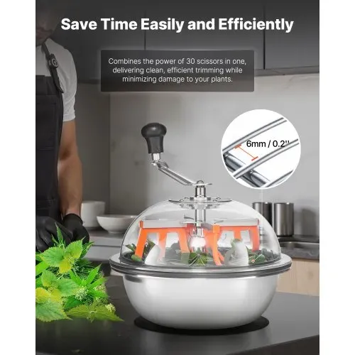 VEVOR Erntemaschine Bowl, 33 cm manueller Knospen-Trimmer, Bud Trimmer, Nass- & Trocken-Hydrokultur-Schneidemaschine, gedrehter Schleuderschnitt für Pflanzen, Blätter, Knospen, Blumen – Bild 5