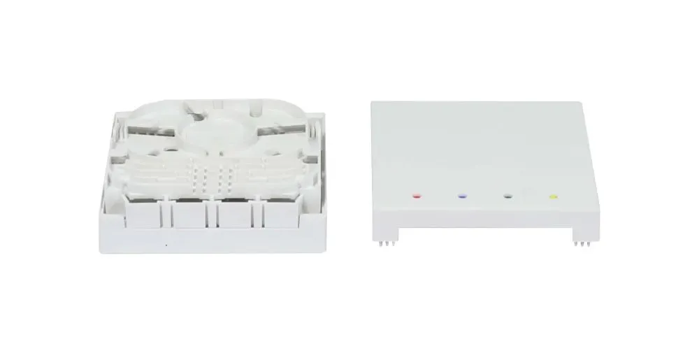LWL-FTTH Wandgehäuse, für 4 Kupplungen SC-S oder LC-D 80x80 mit Kabelführung, DIN-Rail/Wand, Schrumpf, Synergy 21 – Bild 2