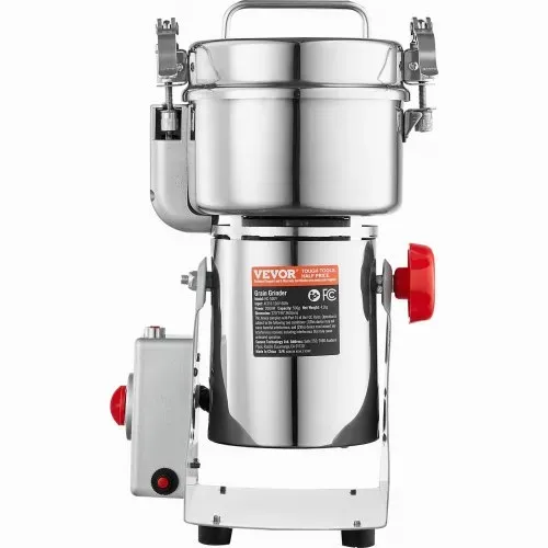 VEVOR elektrische Getreidemühle Hochgeschwindigkeits-Gewürzmühle 500 g mit 2000 W, Pulverisiermaschine aus Edelstahl, für trockene Körner Gewürze Müsli Kaffee Mais Pfeffer Schwenktyp 22 x 19 x 36 cm – Bild 8