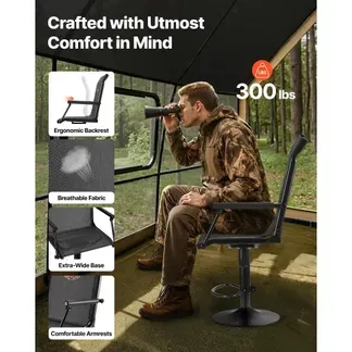 VEVOR Faltstuhl Campingstuhl Anglerstuhl mit gepolsterten Armlehnen, höhenverstellbarer Klappstuhl Gartenstuhl (136 kg belastbar) 360° geräuschlos drehbar, für Picknick Garten Outdoor Angeln VEVOR Faltstuhl Campingstuhl Anglerstuhl mit gepolsterten Armlehnen, höhenverstellbarer Klappstuhl Gartenstuhl (136 kg belastbar) 360° geräuschlos drehbar, für Picknick Garten Outdoor Angeln