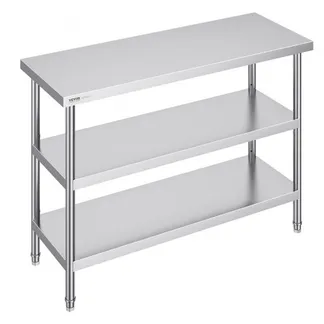 VEVOR Lebensmittel-Zubereitungstisch aus Edelstahl, Gewerblicher Küchenarbeitstisch, mit 2 verstellbaren Unterregalen, 457 x 1219 x 864 mm Zubereitungstisch für Grill, Küche, Zuhause VEVOR Lebensmittel-Zubereitungstisch aus Edelstahl, Gewerblicher Küchenarbeitstisch, mit 2 verstellbaren Unterregalen, 457 x 1219 x 864 mm Zubereitungstisch für Grill, Küche, Zuhause